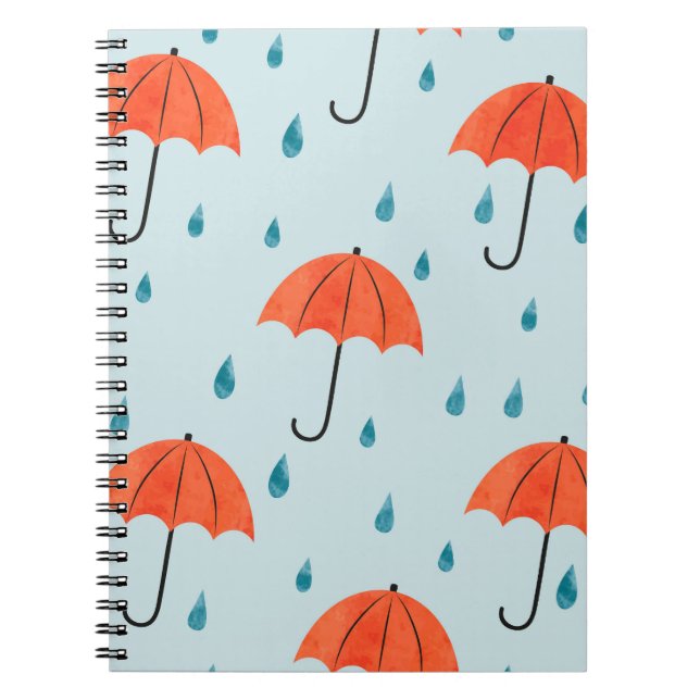 Carnet Parapluies : Aquarelle Automne gouttes (Devant)