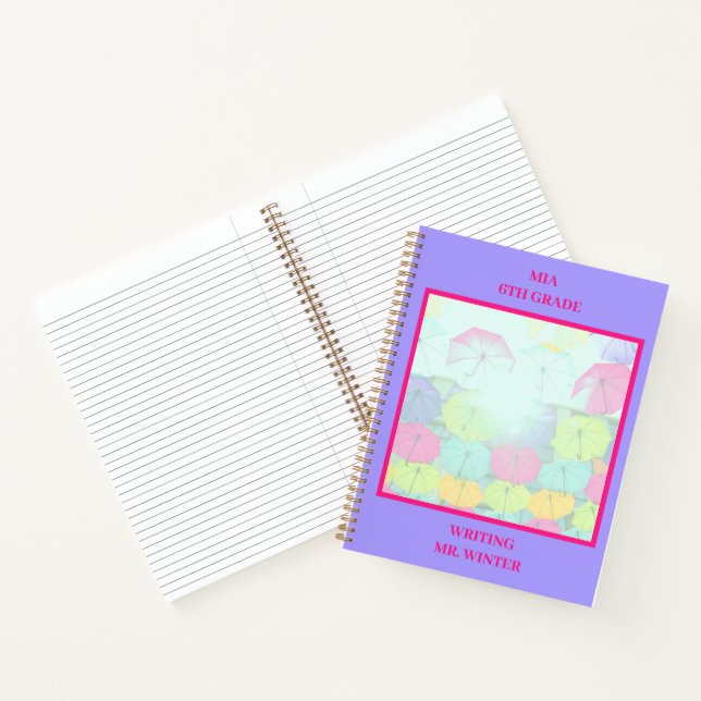 Carnet Parapluies Colorés Violet Classe Étudiant  (Intérieur)