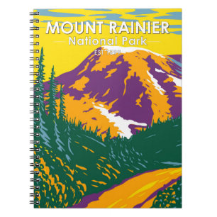 Carnet Parc national du Mont Rainier Washington Retro