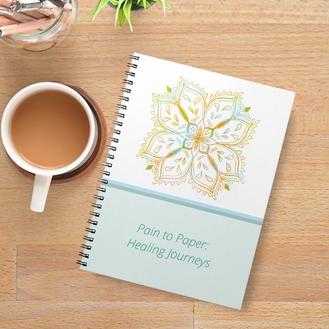 Carnet Parcours de guérison élégant Mandala Fleur Or (Take some time to journal about your pain and reframe the conversation in your head.)