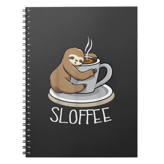 Carnet Paresseux dort à la tasse de café drôle Paresseux  (Devant)