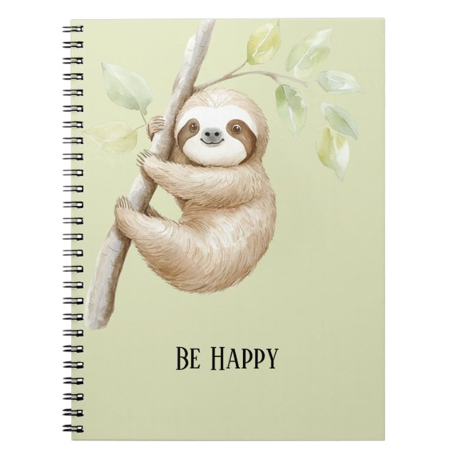 Carnet Paresseux vert heureux dans l'arbre (Devant)