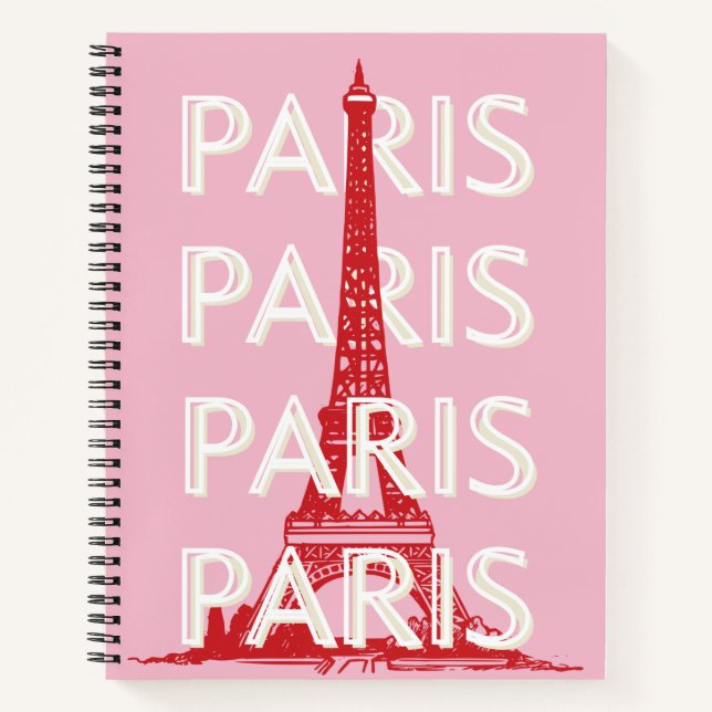 Carnet Paris, Art du voyage, Art rétro, Rose (Devant)