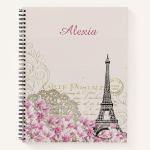 Carnet Paris en fleurs votre nom