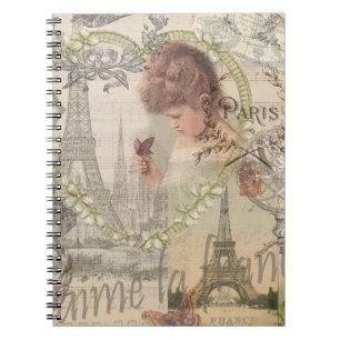 Carnet Paris France Jolie Fille Douce Tour Eiffel
