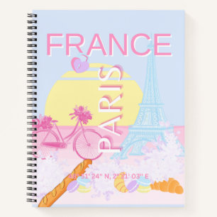 Carnet Paris, France, Travel Art, Preppy, Bleu