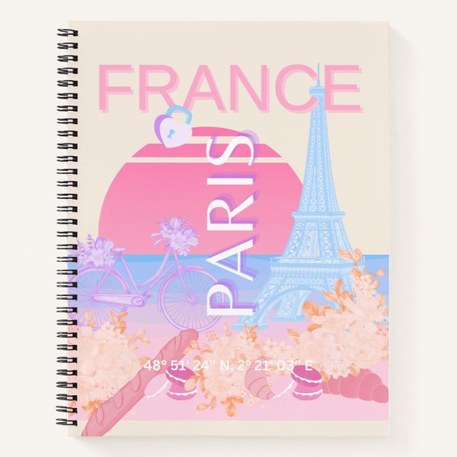Carnet Paris, France, Travel Art, Preppy, Pastel (Devant)