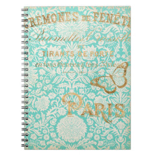 Carnet Paris Gold Design vintage Avec Papillon