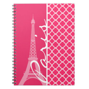 Carnet Paris ; Quatrefoil marocain rose chaud