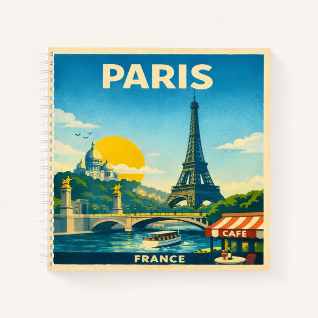 Carnet Paris Vintage Travel Poster Notebook (Devant)