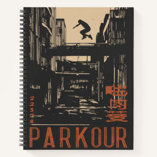 Carnet PARKOUR Action Urbaine Poster Silhouette Retro