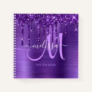 Carnet Parties scintillant à goutte violet de fille Esqu