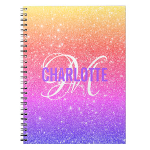 Carnet Parties scintillant arc-en-ciel colorée de fille