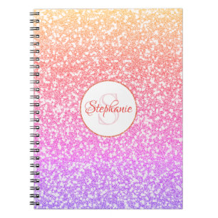 Carnet Parties scintillant arc-en-ciel mou Nom monogramme