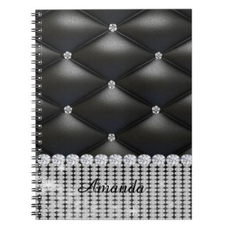 Carnet parties scintillant argent noir monogramme