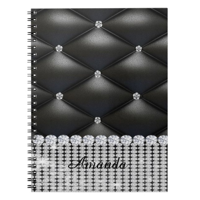 Carnet parties scintillant argent noir monogramme (Devant)