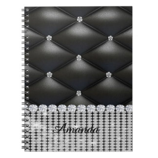 Carnet parties scintillant argent noir monogramme