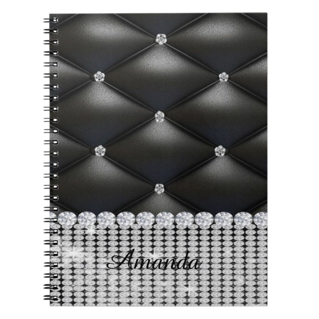 Carnet parties scintillant argent noir monogramme (Devant)