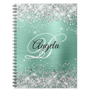 Carnet Parties scintillant argentée Lumière Turquoise Mét