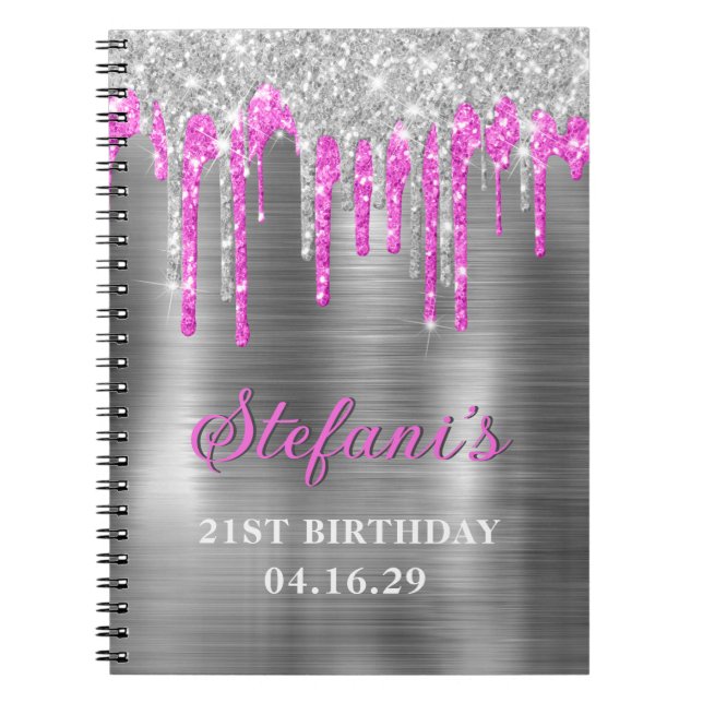 Carnet Parties scintillant argentée rose chaud Drivers Me (Devant)