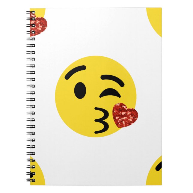 Carnet parties scintillant baiser émoji (Devant)