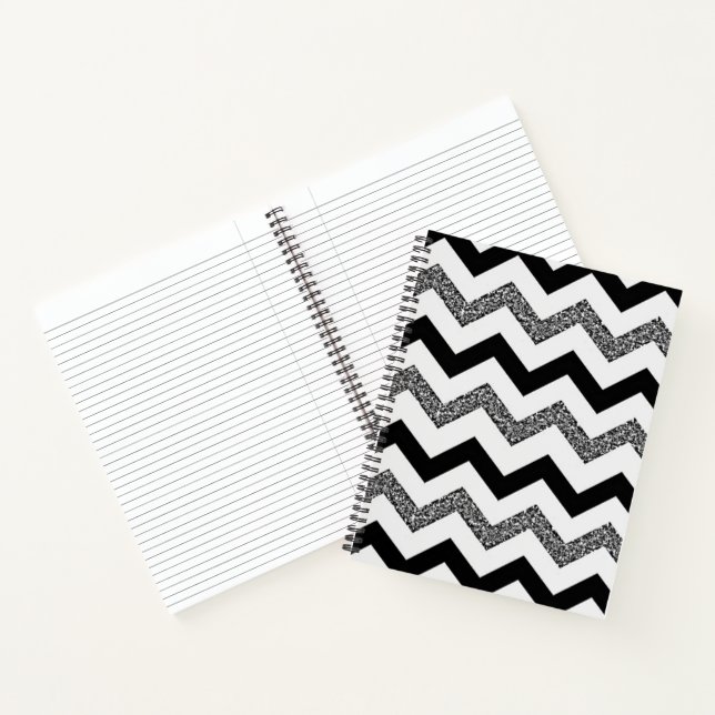 Carnet Parties scintillant blanche Chevron Spiral Noteboo (Intérieur)