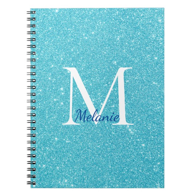 Carnet Parties scintillant bleu monogramme (Devant)