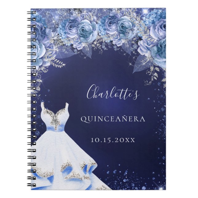 Carnet Parties scintillant bleue Quinceanera robe fleurie (Devant)