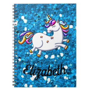 Carnet Parties scintillant bleue Unicorn