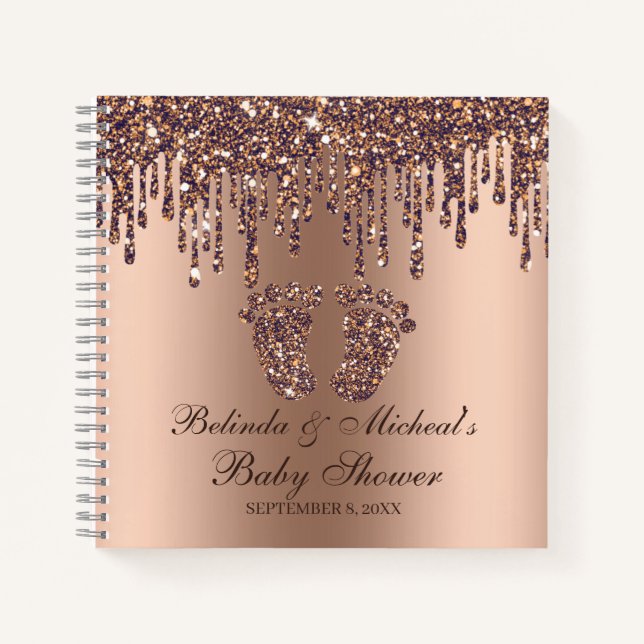 Carnet Parties scintillant  Bronze pieds Baby shower livr (Devant)