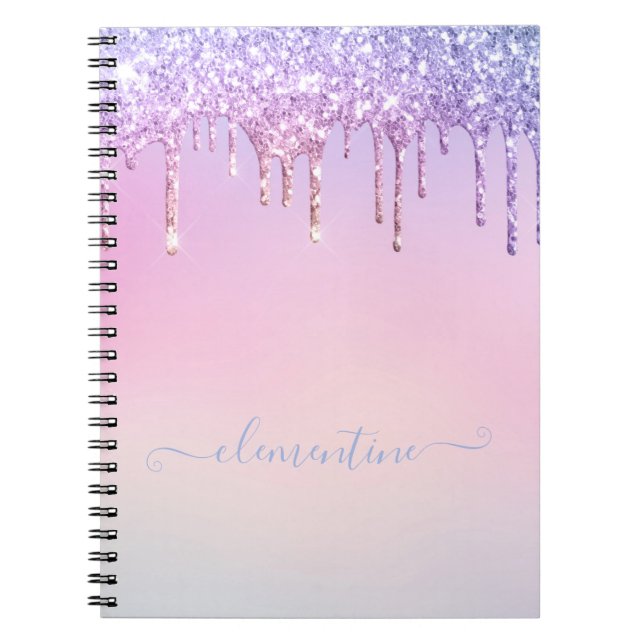 Carnet parties scintillant couleur rose violet girly pers (Devant)