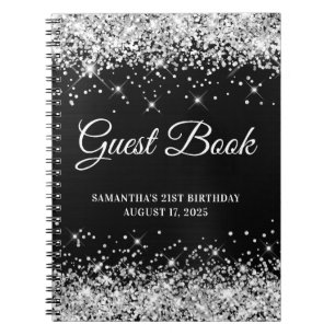 Carnet Parties scintillant d'argent Black Ombre 21ème ann
