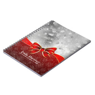Carnet Parties scintillant D'Argent Et Boule Rouge De Noë