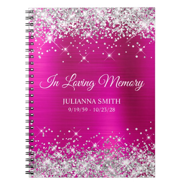 Carnet Parties scintillant d'argent Hot Pink Foil Memoria (Devant)