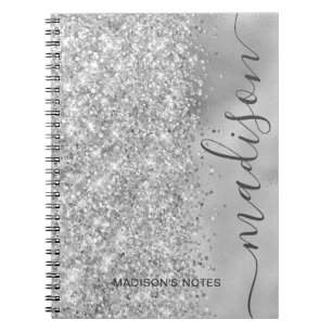 Carnet Parties scintillant d'argent moderne Monogramme mé