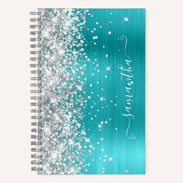 Carnet Parties scintillant d'argent Turquoise Blue Foil G (Recto)