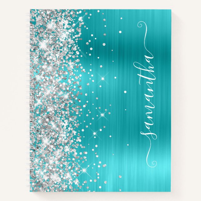 Carnet Parties scintillant d'argent Turquoise Blue Foil G (Devant)