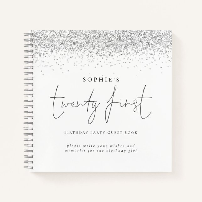 Carnet Parties scintillant d'argent Vingt-et-unième anniv (Devant)