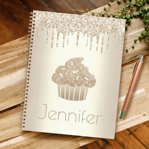 Carnet Parties scintillant de cupcake or gouttes glam sim