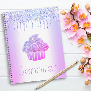 Carnet Parties scintillant de cupcake violet goutte d'aud