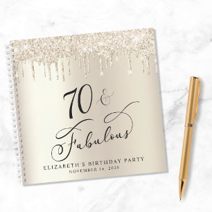Carnet Parties scintillant d'or 70e anniversaire de fête