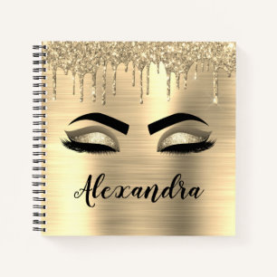 Carnet Parties scintillant d'or Eyelashes Eyelashes Nom d