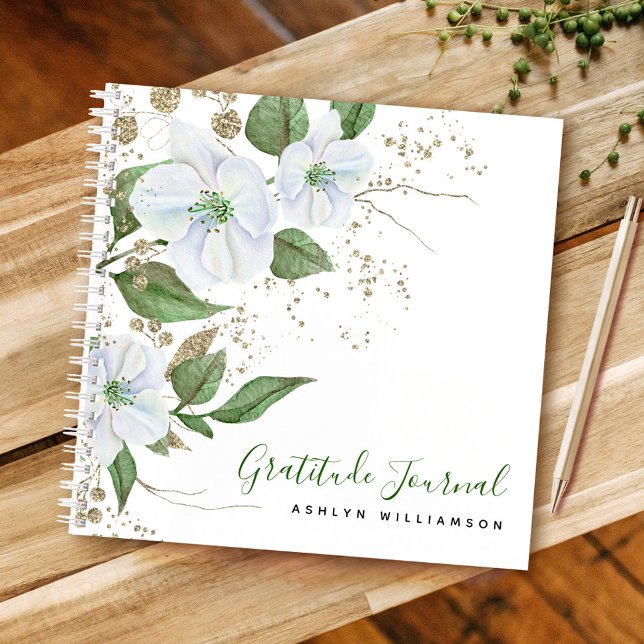 Carnet Parties scintillant d'or floral Aquarelle Script G (Créateur téléchargé)