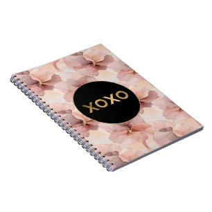 Carnet Parties scintillant d'or floral rose noir Cercle n