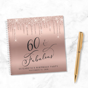 Carnet Parties scintillant d'or rose 60e anniversaire de