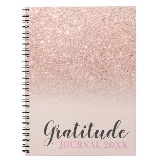 Carnet parties scintillant d'or rose blush rose gratitude (Devant)