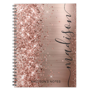 Carnet Parties scintillant d'or Rose moderne Monogramme m