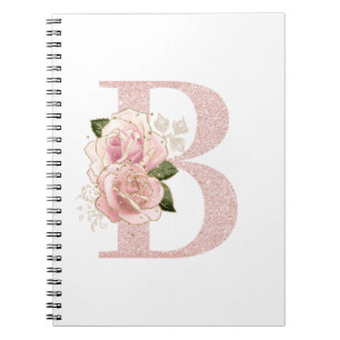 Carnet Parties scintillant d'or Rose pâle de fille Monogr