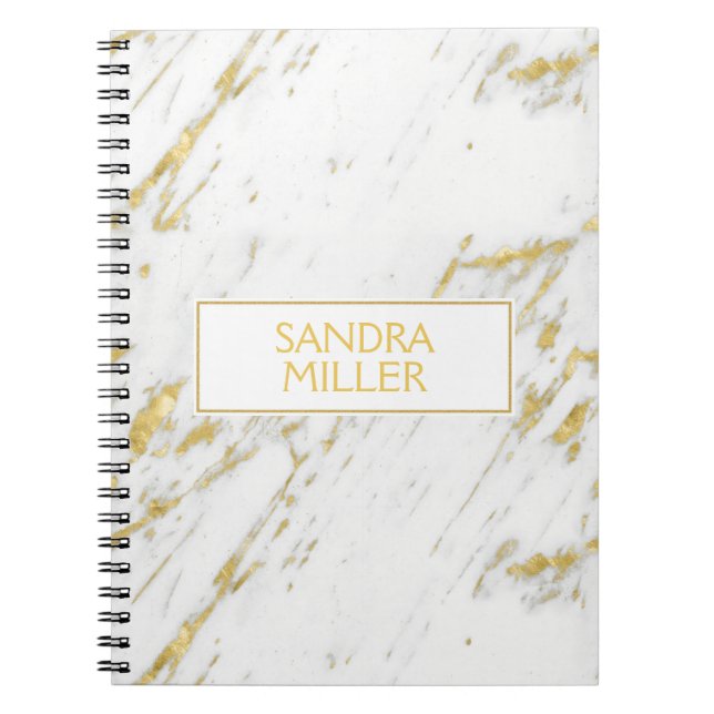 Carnet Parties scintillant d'or sur texture Marbre blanc (Devant)