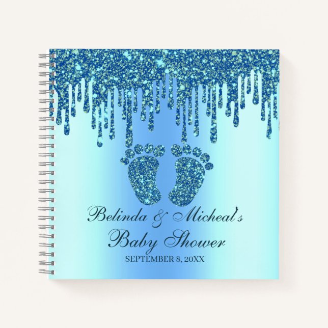 Carnet Parties scintillant Drift Blue Feet Baby shower Li (Devant)
